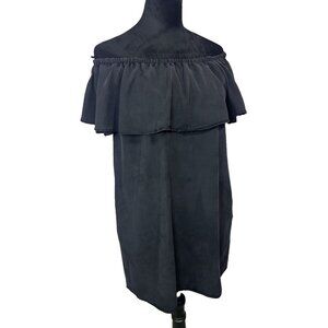 Womens mini dress Zara Premium Denim Black Off Shoulder Tent Dress Sz Small